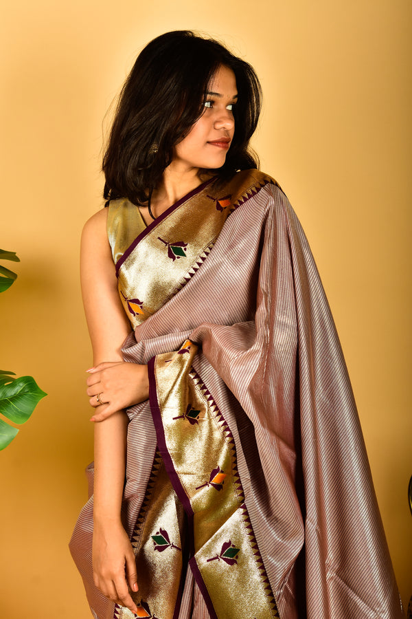 Silk Lavendar Paithani Manmohini Saree